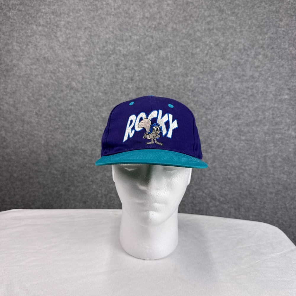 Annco Rocky and Bullwinkle Snapback Hat Vintage 1993 OSFA Purple Teal 90s Cap‎